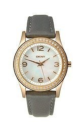 Đồng hồ nữ DKNY Rose Gold-tone Grey Leather Strap Ladies Watch NY8374