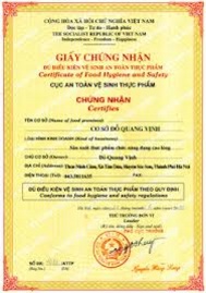 giấy chứng nhận vệ sinh an toàn thực phẩm