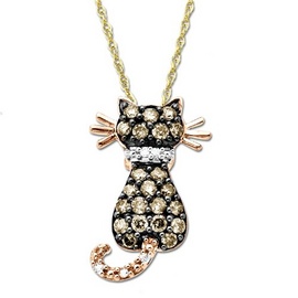 Dây chuyền 14k Rose Gold Brown Diamond Cat Pendant. Mua hàng Mỹ tại e24h. vn