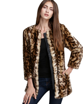 Áo khoác lông báo GUESS Coat - Ruth Faux Fur Leopard-Hãng chính hãng nhập từ Mỹ