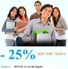 Giảm 25% lớp Toeic buổi sáng ngày 13,20 tháng 05