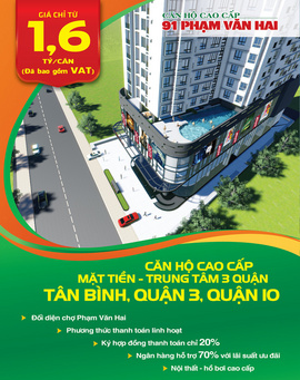 Bán căn hộ chung cư 91 Phạm Văn Hai chỉ từ 1. 6 tỷ/ căn, có hồ bơi, gần quận TT