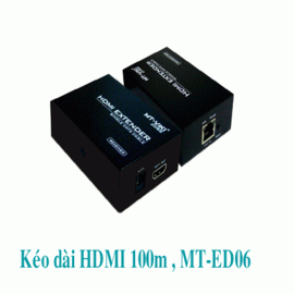 Bộ kéo dài HDMI 100M MT-ED06 bằng 1 sợi cáp LAN cat5, cat6