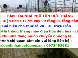 bán TÒA NHÀ TÔN ĐỨC THẮNG 117m chuyên cho thuê mới đẹp