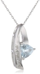 Tp. Hồ Chí Minh: Dây chuyền Amazon10k White Gold Aquamarine and Diamond Pendant Necklace, 18" CL1234419