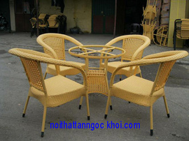 bàn ghế cafe nhựa giả mây giá rẻ tại bd