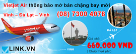 Vietjet Air mở đường bay mới Vinh - Đà Lạt - Vinh giá chỉ 660. 00VNĐ