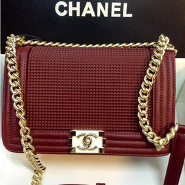 Túi Xách Chanel boy 2014 dây xích vàng mầu đỏ đun - CN11