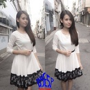 Tp. Hồ Chí Minh: Đầm hotgirl 093 Đa	Đầm xòe tay dài màu trắng phối ren đen ở chân váy RSCL1657032