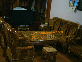 Bộ bàn ghế phòng khách gỗ nu nghiến kiểu Quốc Triện vai 12 MS QTN02