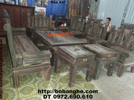 Bộ bàn ghế phòng khách gỗ mun Âu Á tay hộp MSAU5