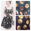 Tp. Hồ Chí Minh: Đầm hotgirl 319 Ha	Đầm xòe 2 dây, xẻ lưng, họa tiết đồng đôla vàng nền xanh đen CL1362368P9