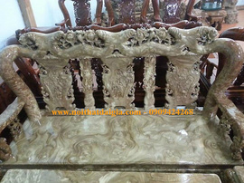 Bộ bàn ghế gỗ Ngọc nghiến Minh quốc hồng tay 12, 10 món