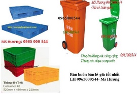 Đại lý thùng nhựa, pallet nhựa -Thung rac cong cong (100L-240L), Xe gom đẩy rác