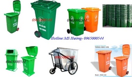 ĐƠn vị chuyên cung cấp thùng rác công cộng 120L-240L (màu xanh-cam), xe gom rác