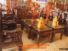 Bộ bàn ghế gỗ mun sang trọng Minh Quốc voi QV12