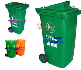 thùng rác công cộng màu cam-xanh, thung rác hdpe, composite (95l-240l), xe gom rác