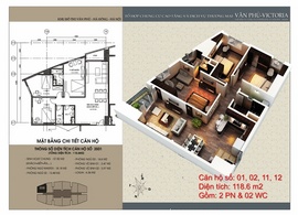 Chính chủ bán gấp căn hộ CC Văn Phú, DT 118,6 m2, giá 15tr/ m2, Lh 0936468786