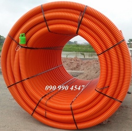 Ống nhựa xoắn HDPE Ø 50/ 40 bảo vệ Cáp điện, ống nhựa gân xoắn HDPE màu da cam