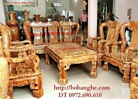 Bàn ghế gỗ nu nghiến kiểu quốc triện - Đồ gỗ Phú Hải 0972690610