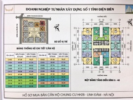 Căn chung cư HH2B Linh Đàm diện tích 55m2 thiết kế 2 phòng ngủ