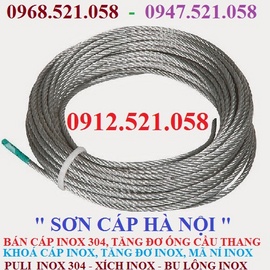 Cáp Inox phi 1 đến phi 20 hàng 304 Hà Nội bán 0968.521.058 cáp bọc nhựa, cáp lụa
