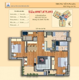 Bán căn hộ Trung Yên Plaza Diện tích: 84,5m2, căn số 03 nội thất hiện đại, giá r