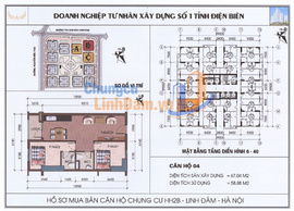 Căn hộ siêu rẻ 2 phòng ngủ diện tích 67m2 chung cư HH2 Linh Đàm