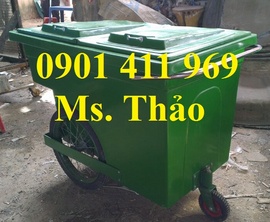 xe thu gom rác 3 bánh hơi, xe đẩy rác, xe chứa rác, xe rác 660 lít, 1000 lít