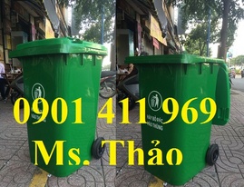 thùng rác công cộng 120 lít, 240 lít, thùng rác nhựa 2 bánh xe, thùng rác