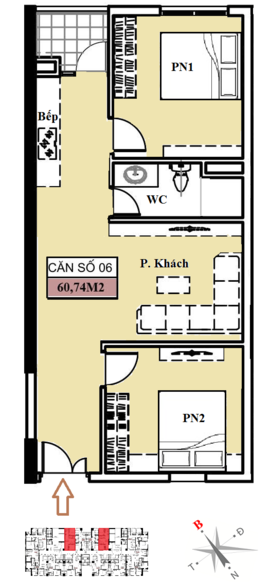 Bán căn hộ số 06, diện tích 60m, giá 1. 2 Tỷ C/ c Housing Complex- 136 Hồ Tùng Mậ