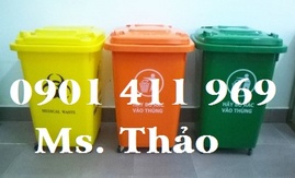 Thùng đựng rác bằng nhựa, thùng rác 60 lít, thùng chứa rác, thùng rác 2 bánh xe