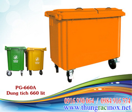 thùng rác công cộng 5 bánh xe, thùng rác nhựa composite 660l