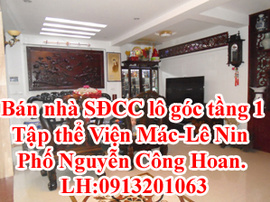 Bán nhà SĐCC lô góc tầng 1 tập thể Viện Mác-Lê Nin, phố Nguyễn Công Hoan, Ba Đìn