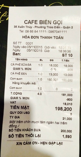 Máy in hóa đơn máy in bill quản lý bán Cafe