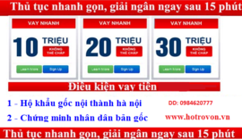 cho vay tiền không cần thế chấp thủ tục đơn giản