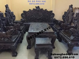 Bộ bàn ghế gỗ mun hàng hiếm kiểu Rồng Bảo Đỉnh B165