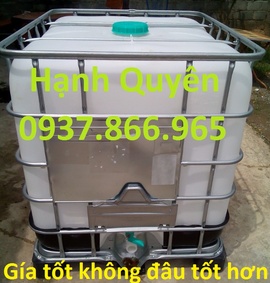 bông chứa màu trắng 1000l, tank nhựa 1000l, téc nhựa IBC 1000L