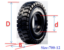 Xe nâng, lốp đặc, vỏ xe nâng, bánh xe nâng, hiệu Pio, Michio, sản xuất Thái Lan