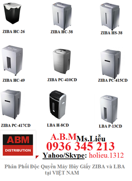 Máy hủy giấy ZIBA hc-26, ZIBA hc-38, ZIBA hs-38, ZIBA hc-49, ZIBA pc-410cd