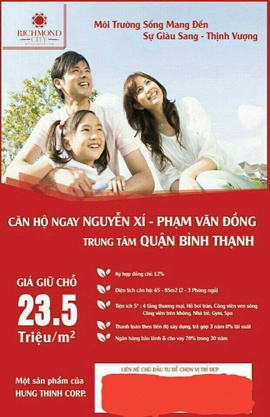 m^*$. ĐẦU TƯ SINH LỜI 100% VỚI CĂN HỘ VIEW SÔNG, MẶT TIỀN NGUYỄN XÍ - PHẠM VĂN