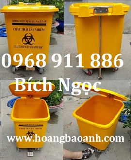 Thùng đựng rác thải y tế, thùng rác nhựa 2 bánh xe, thùng rác công cộng