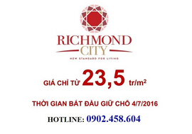 q%%% Sock Căn Hộ Richmond City Bình Thạnh mặt tiền Nguyễn Xí, Giá 23,5