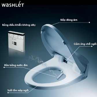 Bàn cầu với nắp rửa điện tử Washlet