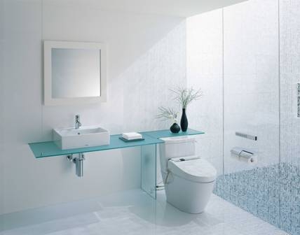 Bàn cầu với nắp rửa điện tử Washlet