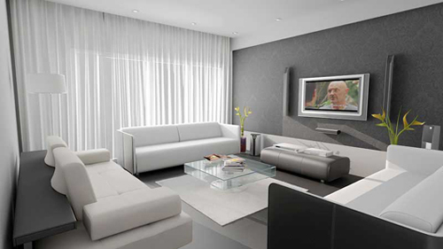 Décor không gian nội thất với màu trắng và xám - Archi
