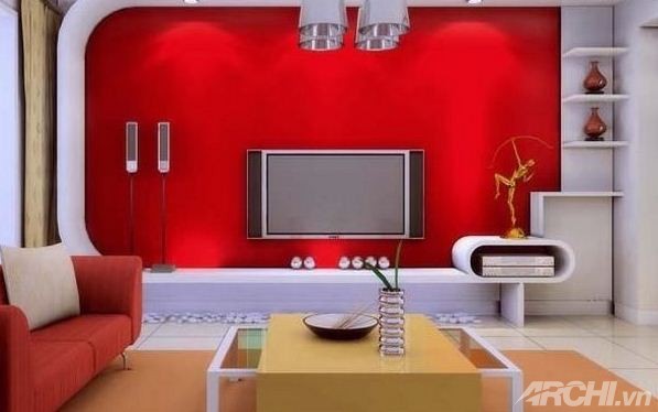 Tạo điểm nhấn cho phòng khách với gam đỏ - Archi