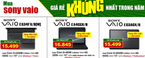 Ngày hội Sony vaio tại Nam Á, giảm giá tới 30%