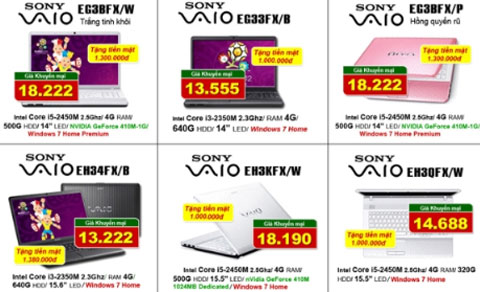 Ngày hội Sony vaio tại Nam Á, giảm giá tới 30%